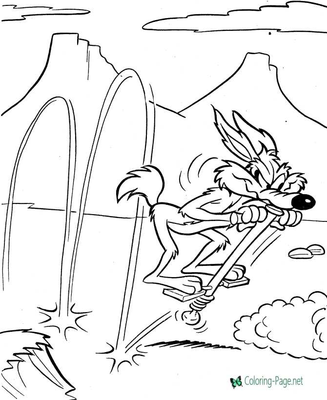 printable bugs bunny Wiley Coyote coloring page