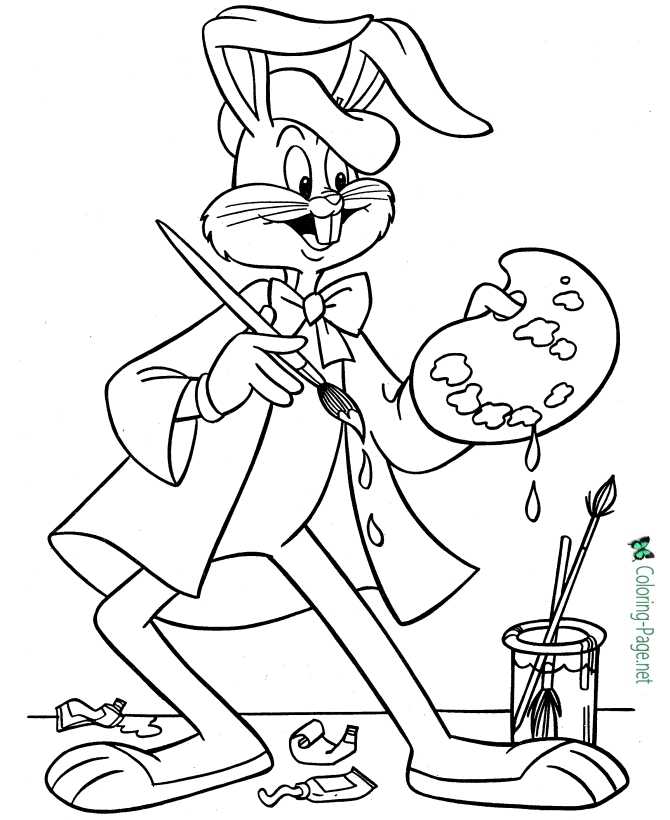 Artist bugs bunny coloring page