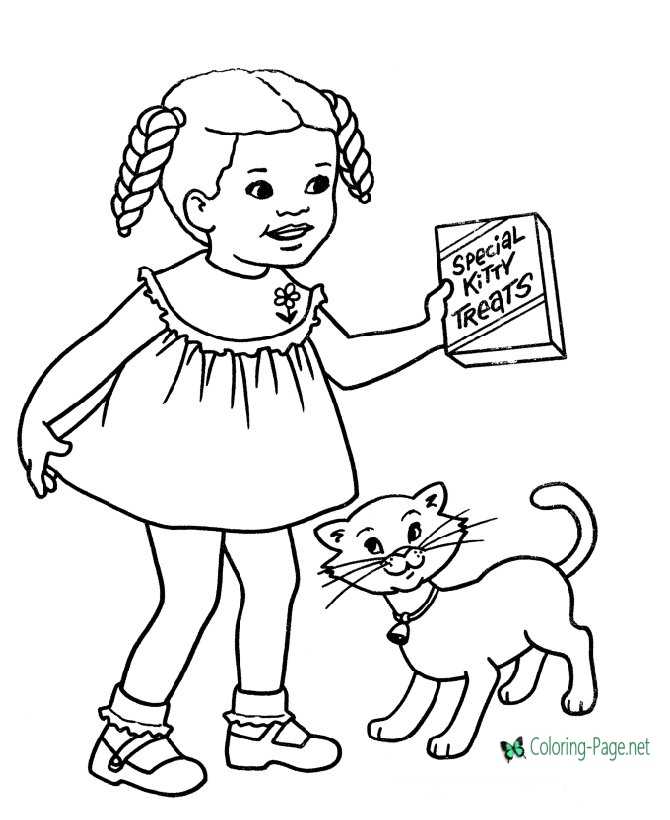 Kitten Treats - Cat Coloring Pages