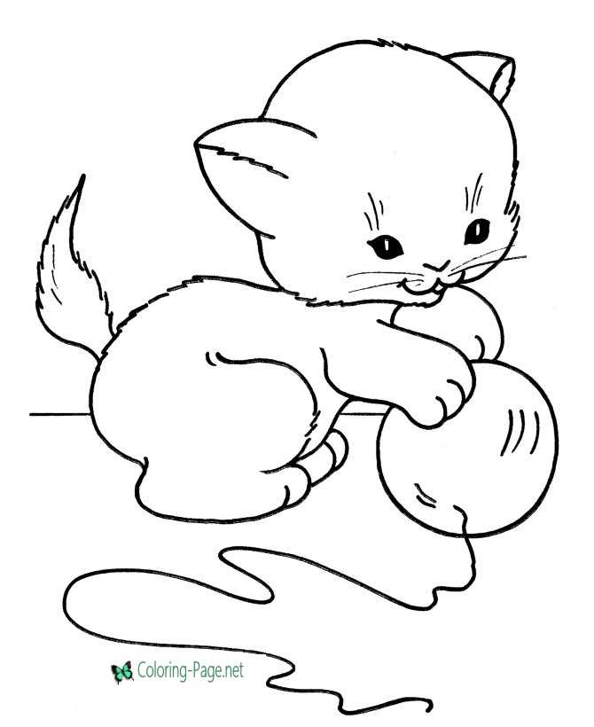 Kitten Yarn Cat Coloring Pages