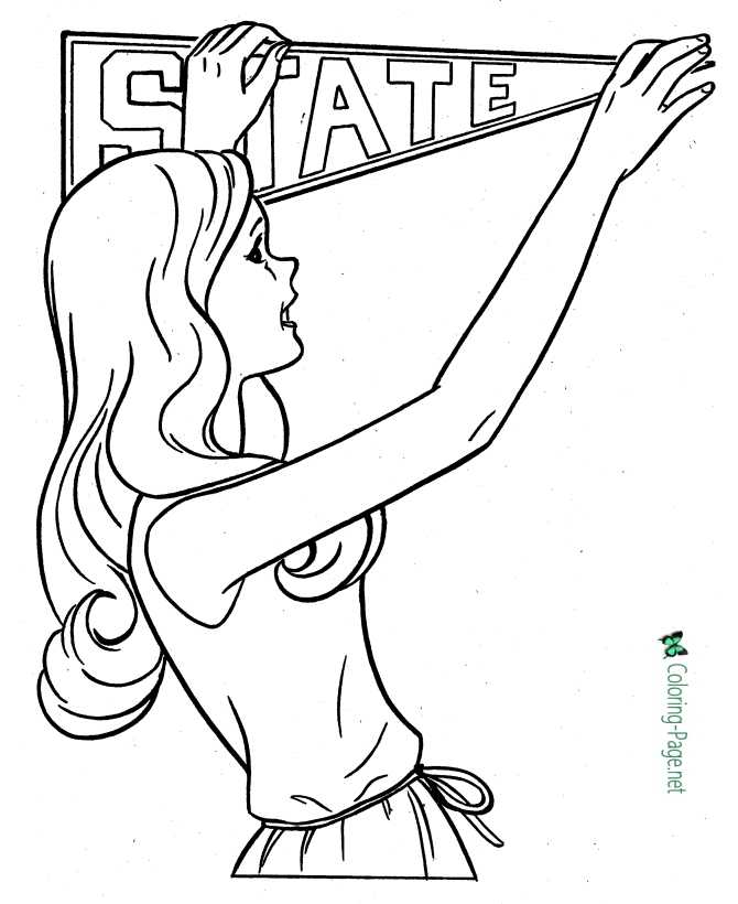 Go State! cheerleader coloring page