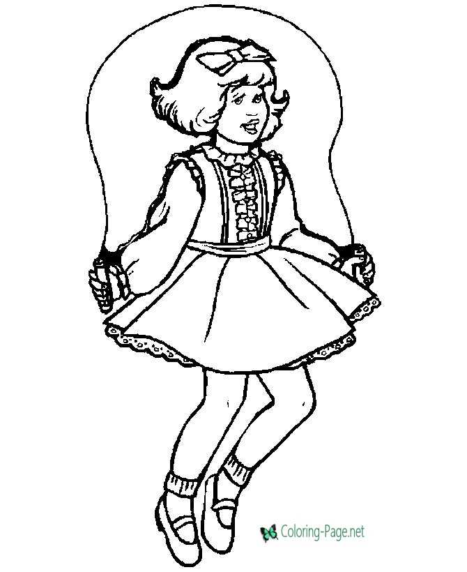 Children Coloring Pages Girl Jumping Rope
