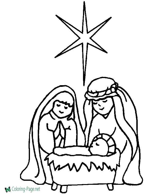Nativity Scene Christian Coloring Pages