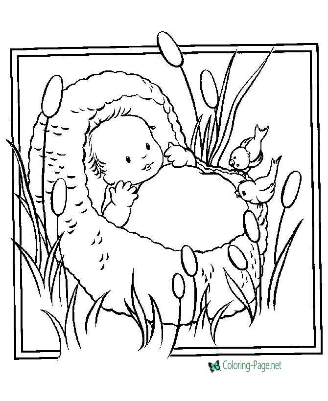 Christian Coloring Pages Baby Moses