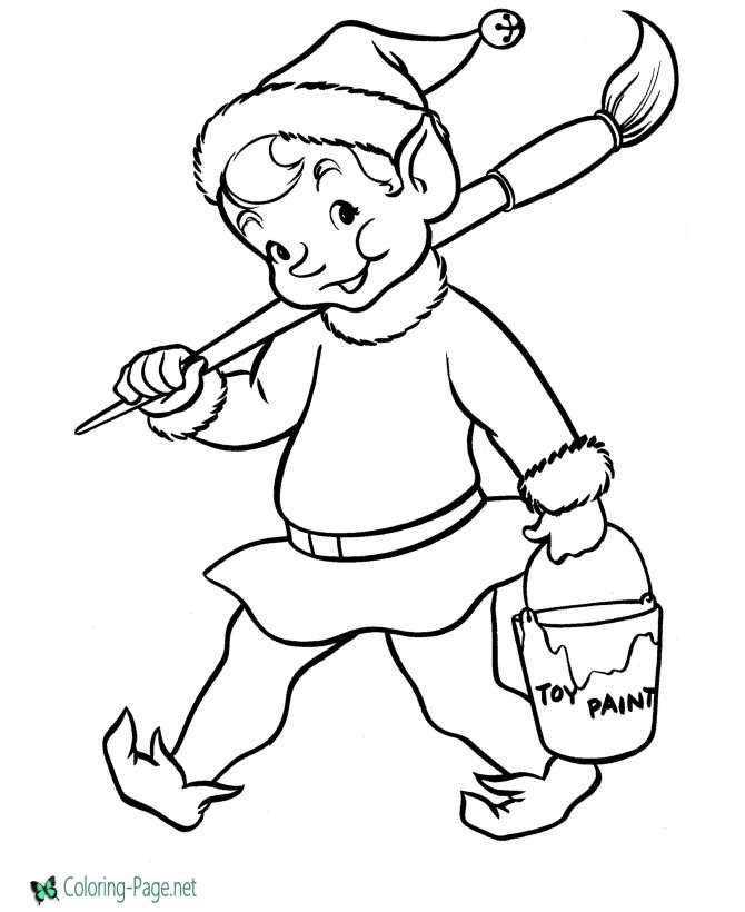 Christmas Elf Christmas Coloring Pages