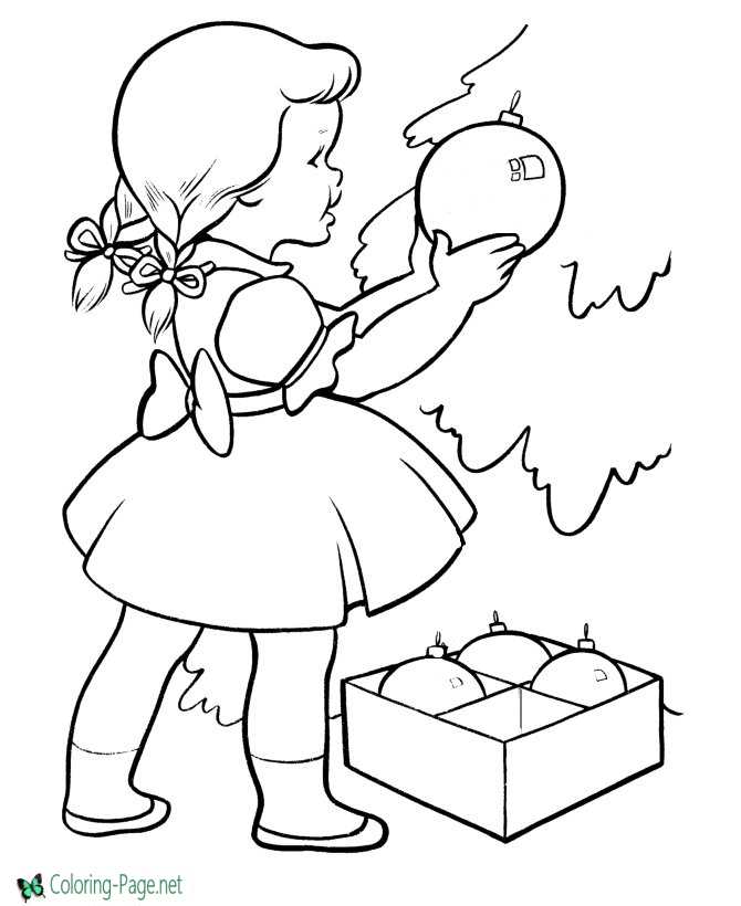 Decorating the Tree Christmas Coloring Pages