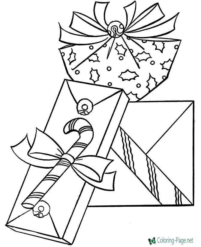Printable Christmas presents coloring page