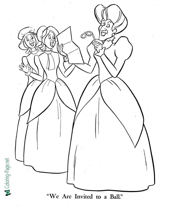 printable cinderella coloring page Invited to the Ball