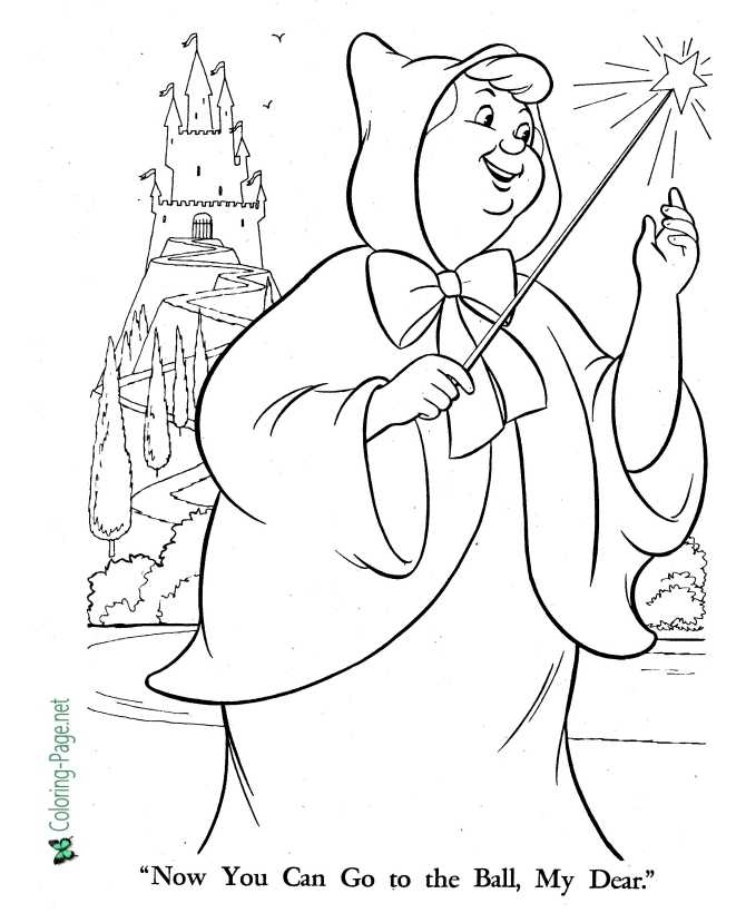 printable Cinderella's Fairy Godmother coloring page