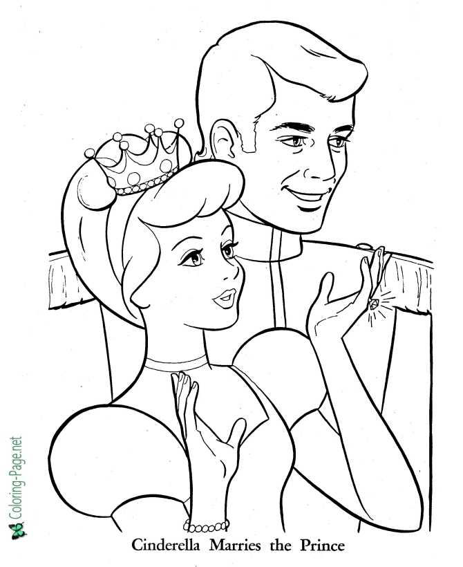 Cinderella Marries the Prince Coloring Page