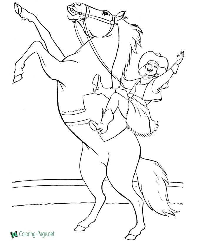 Girl on Horse Circus Coloring Pages