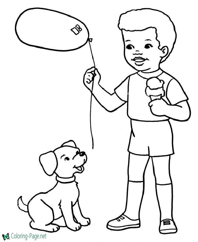 Dog Coloring Pages Balloons