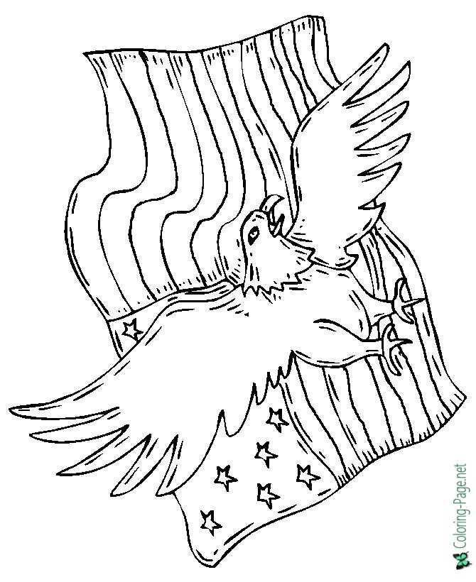American Flag and Eagle Coloring Pages