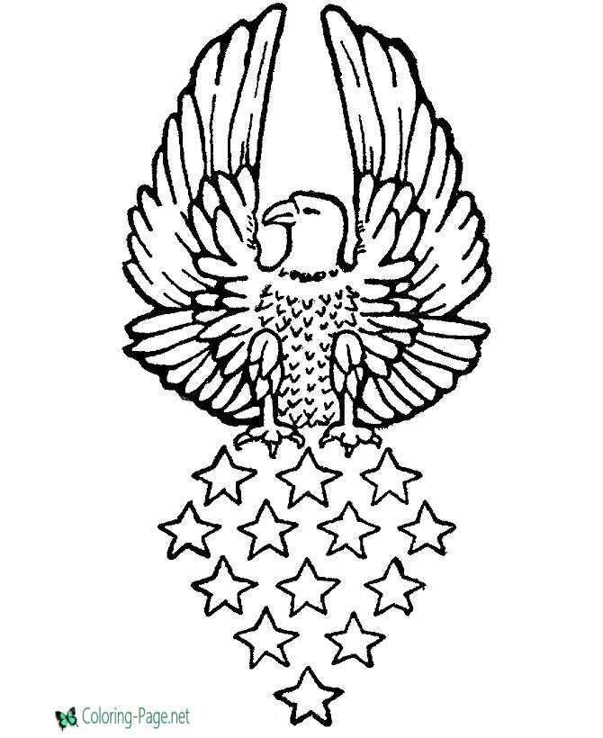 Stars and Eagle Coloring Pages
