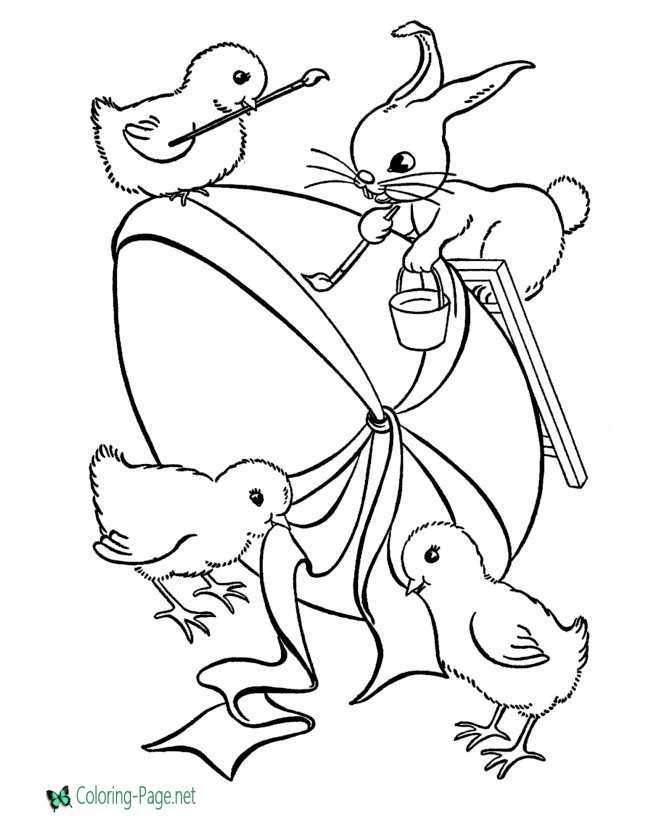 Chicks and Easter Egg Coloring Pages