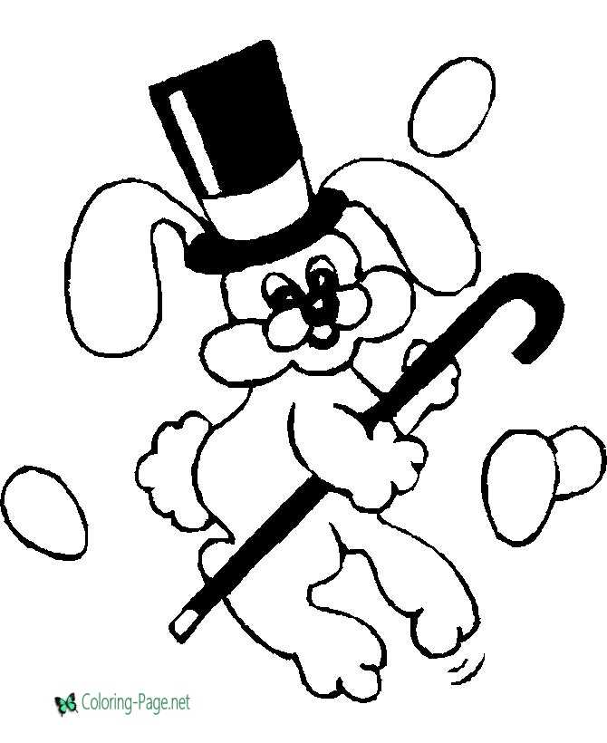 Easter Coloring Pages Bunny Hat Cane