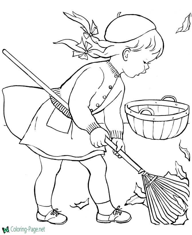 Girls Fall Coloring Pages