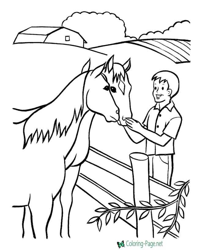 Farm Coloring Pages Horses