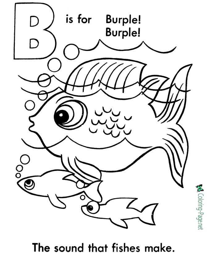 Fish Coloring Pages B is for Burple