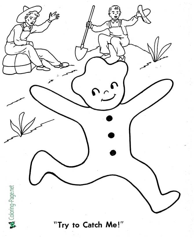 Running Gingerbread Man coloring page