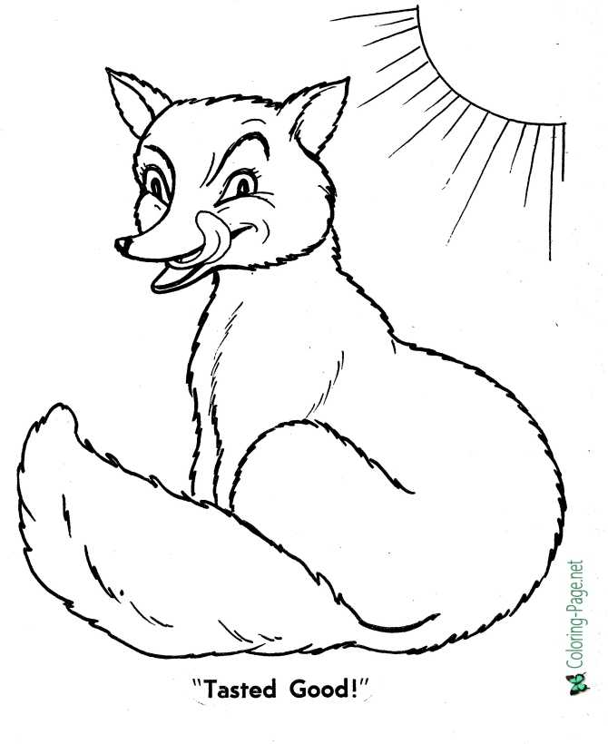 printable Fox Coloring Page - Gingerbread Man fairy tale coloring page