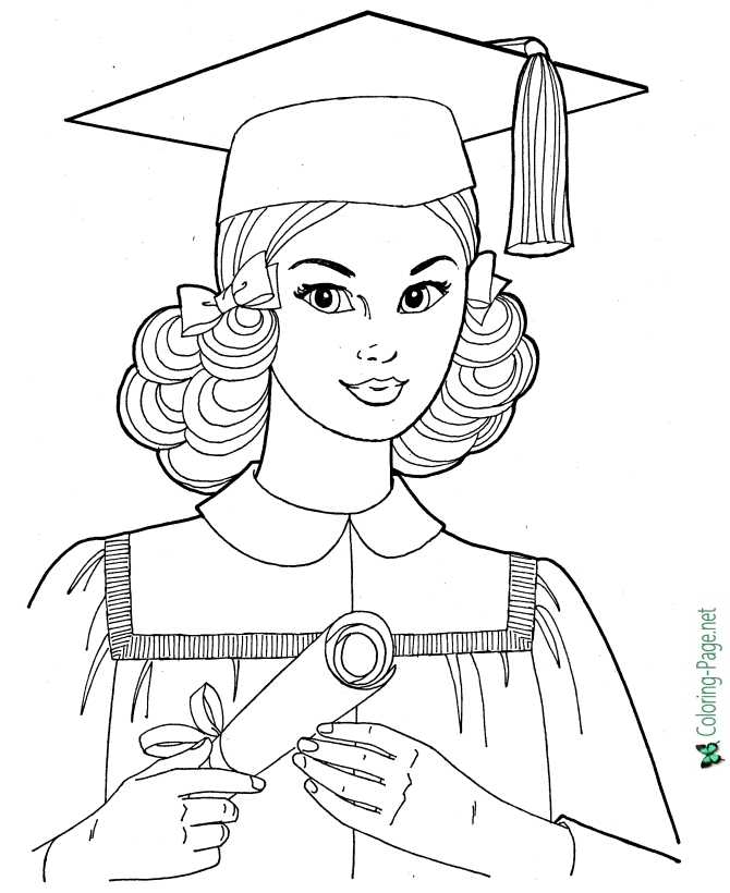 printable Girl Graduating coloring page for girls