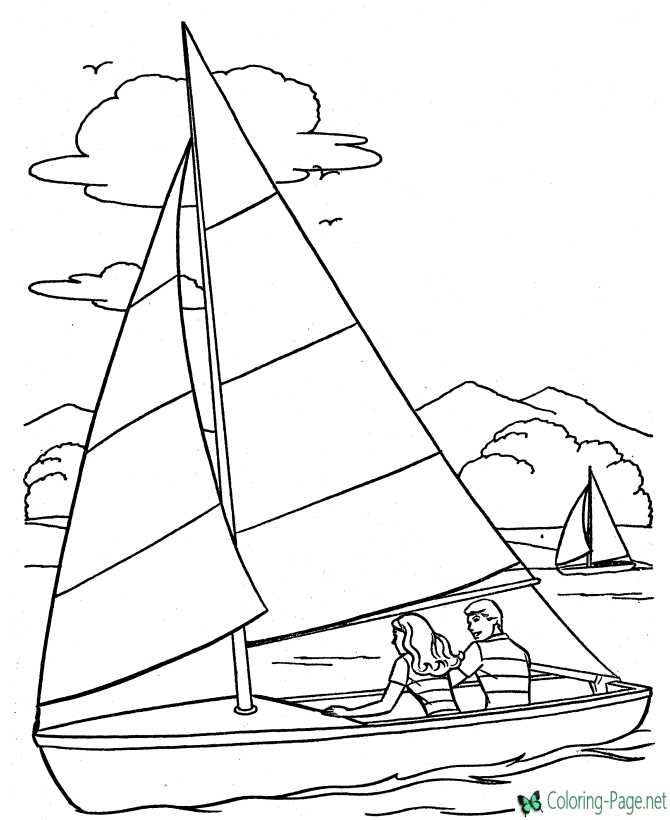 Girls sailing pictures to color