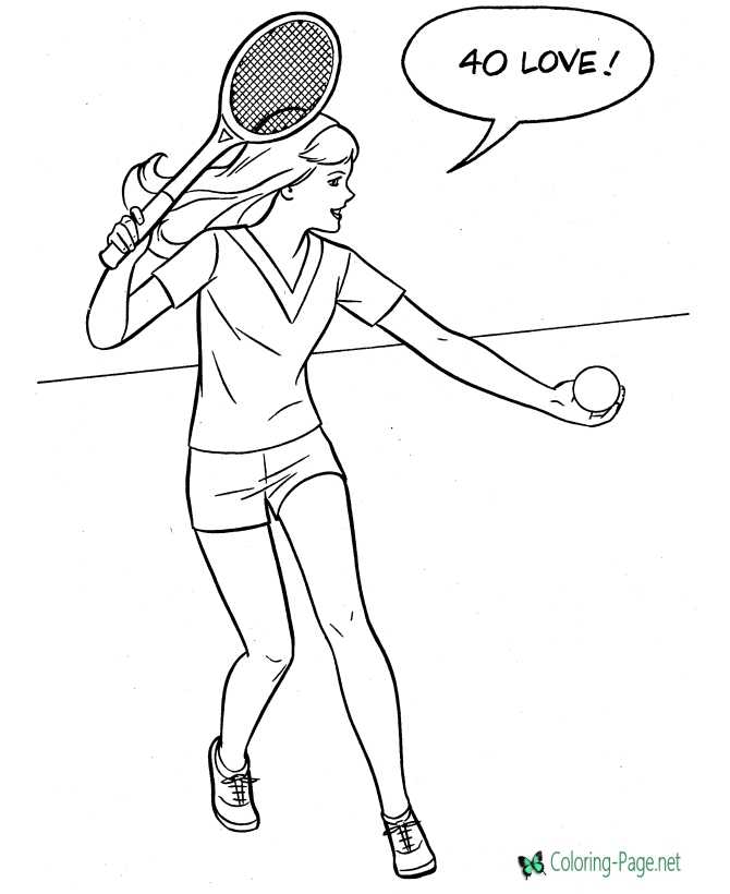 Girl Playing Tennis coloring page for girls