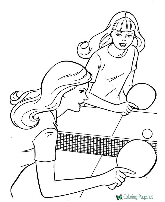 Girls playing ping pong table tennis