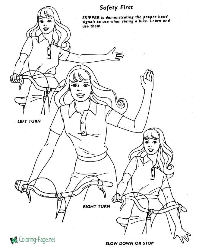 Bicycle Safety - printable coloring page for girls