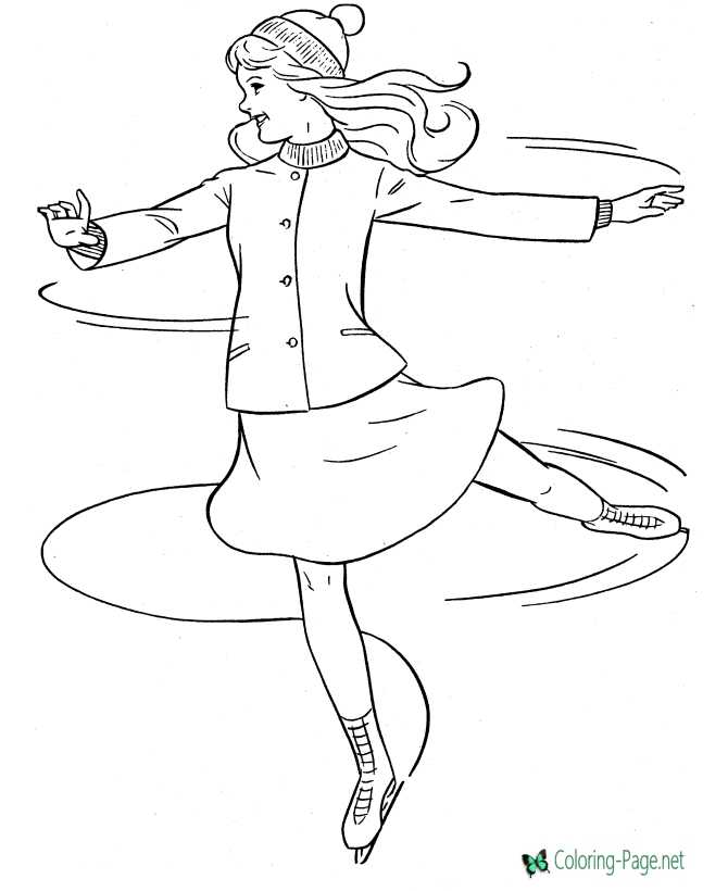 printable girl ice skating coloring pages for girls