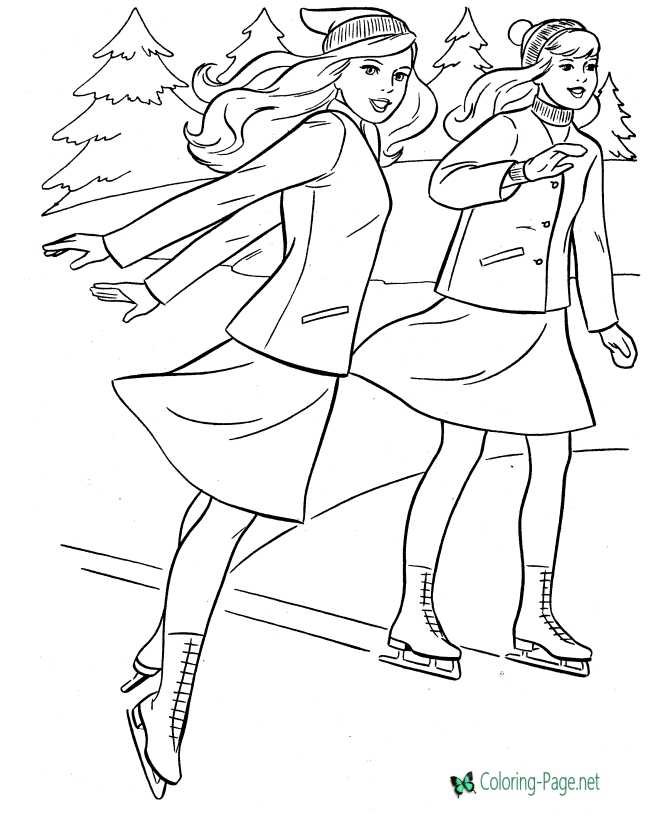 printable sports ice skating coloring page for girls