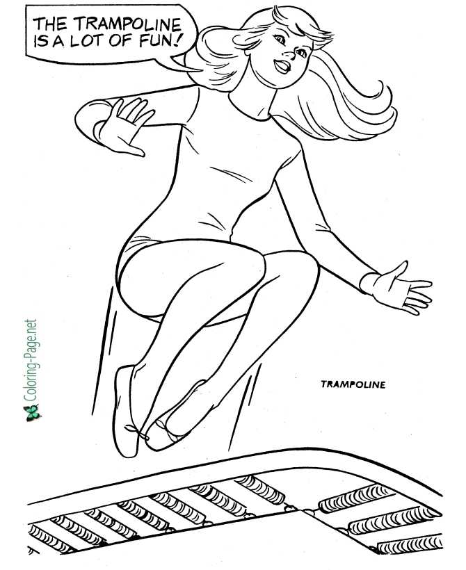 girl on trampoline coloring page for girls