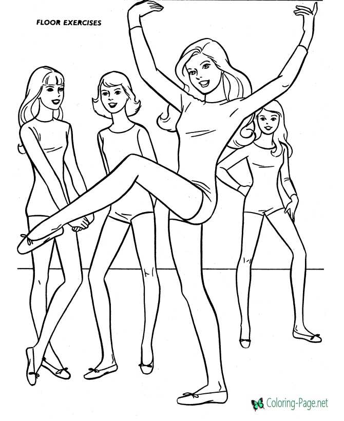 girls floor exercises gymnastics coloring page