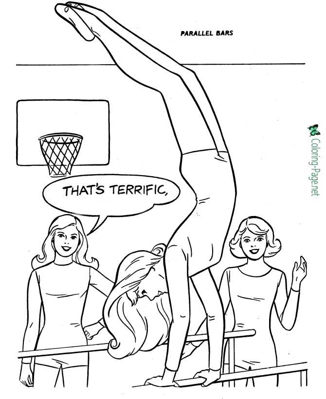 printable parallel bars girls gymnastics coloring page for girls