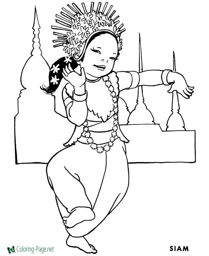 Historic SIAM - printable coloring page for girls