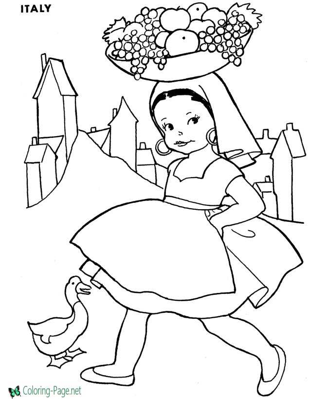 italy coloring page for girls