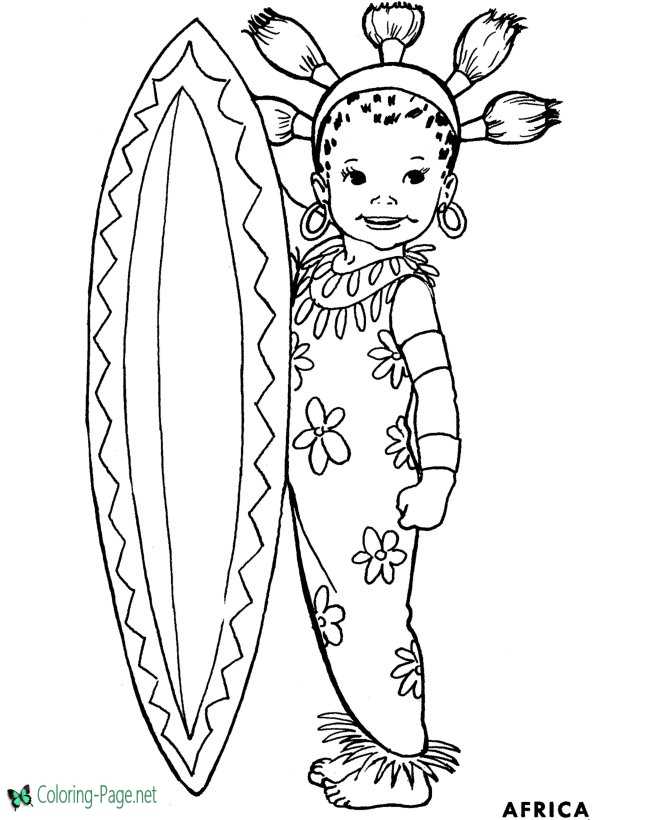 printable africa coloring page for girls
