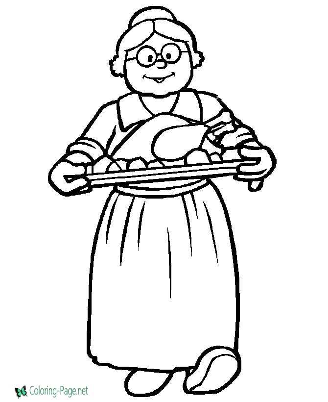 Grandparents Coloring Pages Thanksgiving