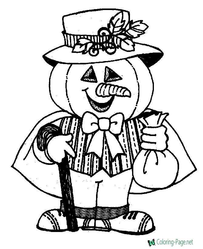 Halloween Coloring Pages Jack O Lantern costume