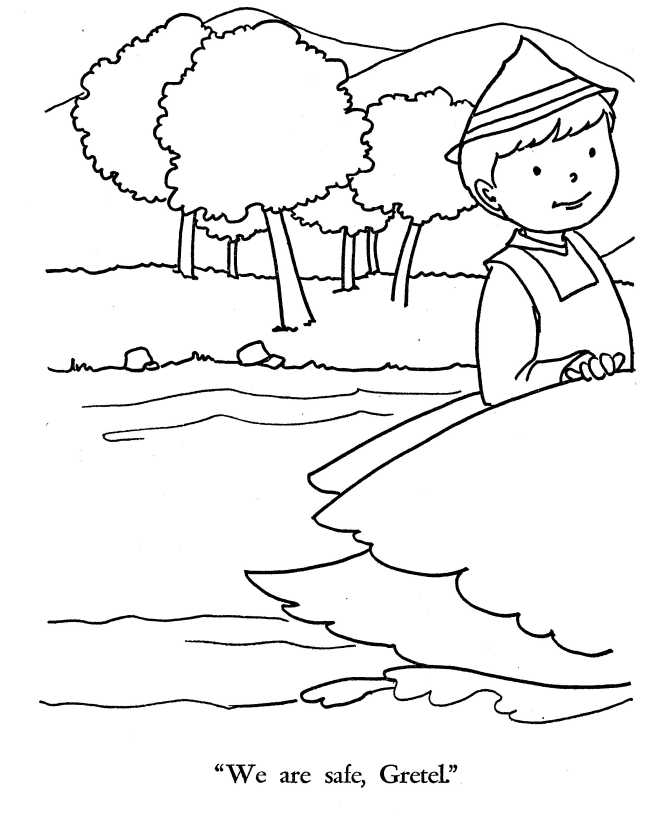 Swan ride from Hansel and Gretel coloring page