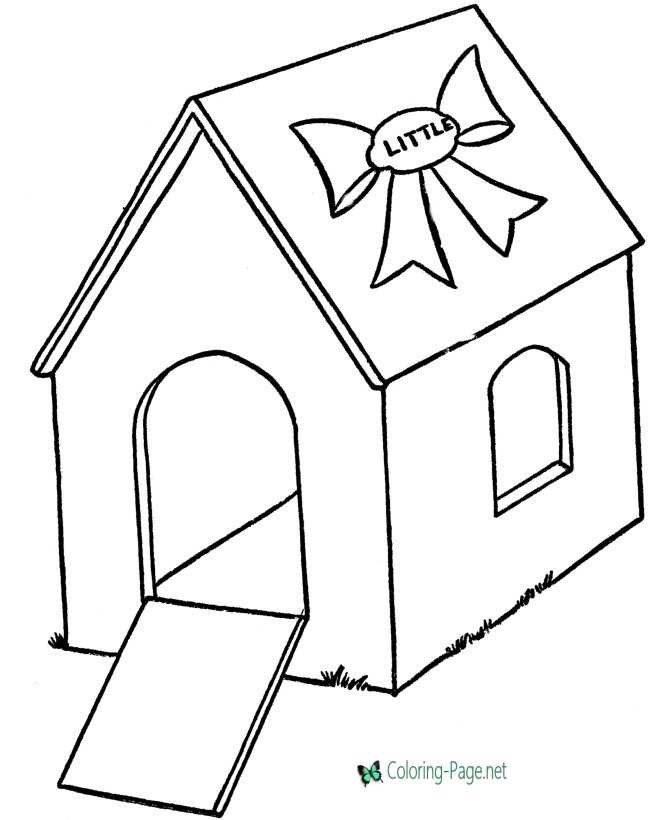 House Coloring Pages Dog Houses