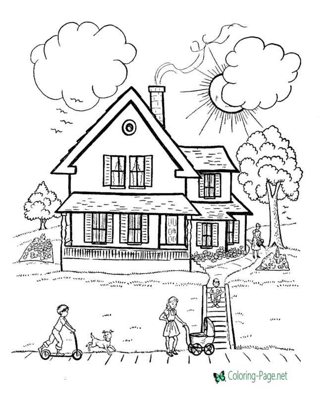 House Coloring Pages Country Houses