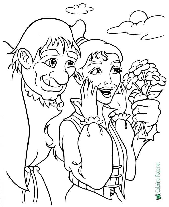 Quasimodo and Esmeralda Coloring Page
