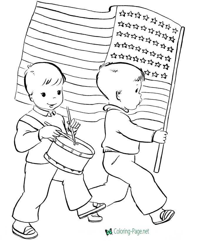 Marching Independence Day Coloring Pages