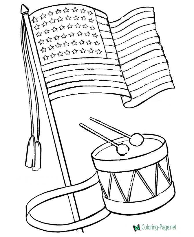 Independence Day Coloring Pages American Flag
