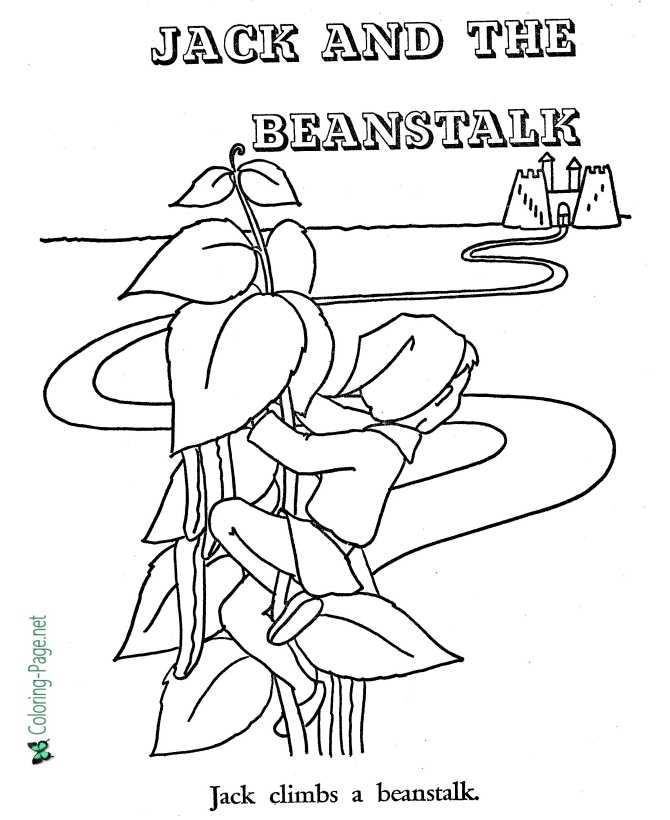 printable Jack and the Beanstalk coloring page fairy tale
