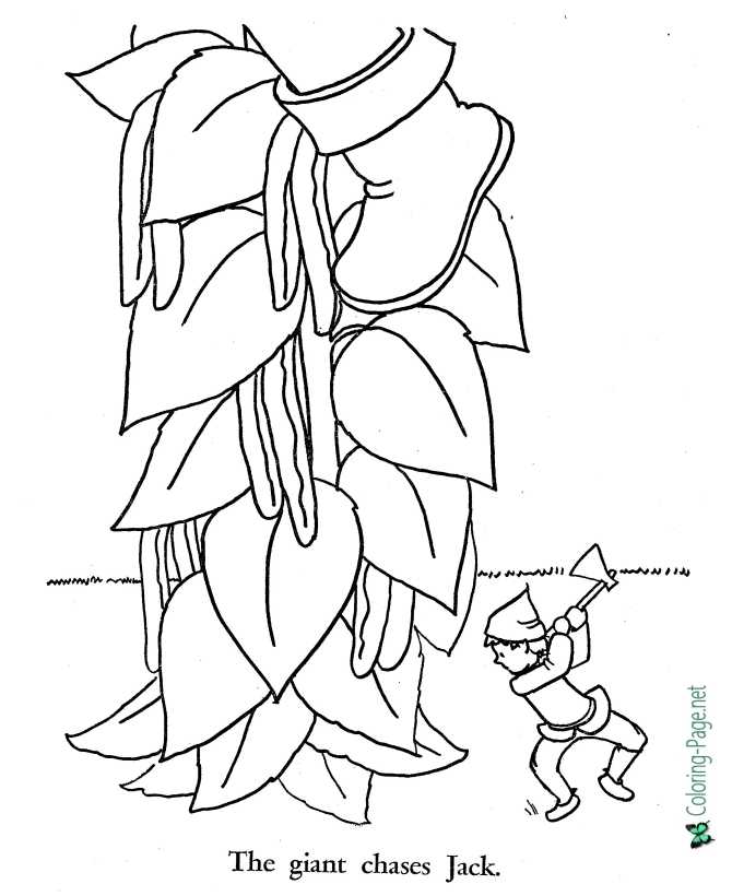 The Giant Chases - Jack Beanstalk Coloring Page
