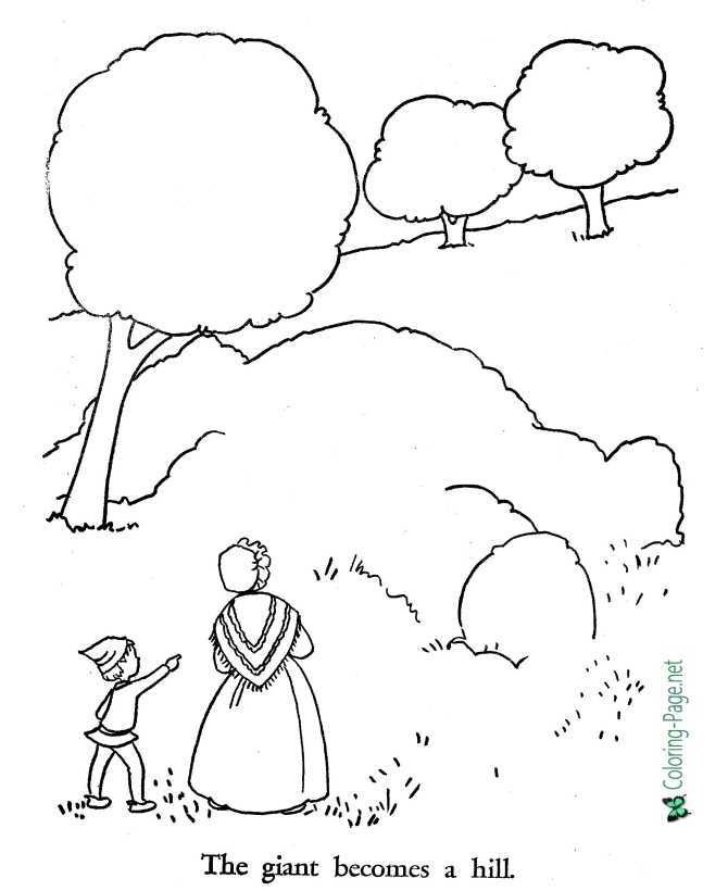 printable Jack and the Beanstalk coloring page fairy tale