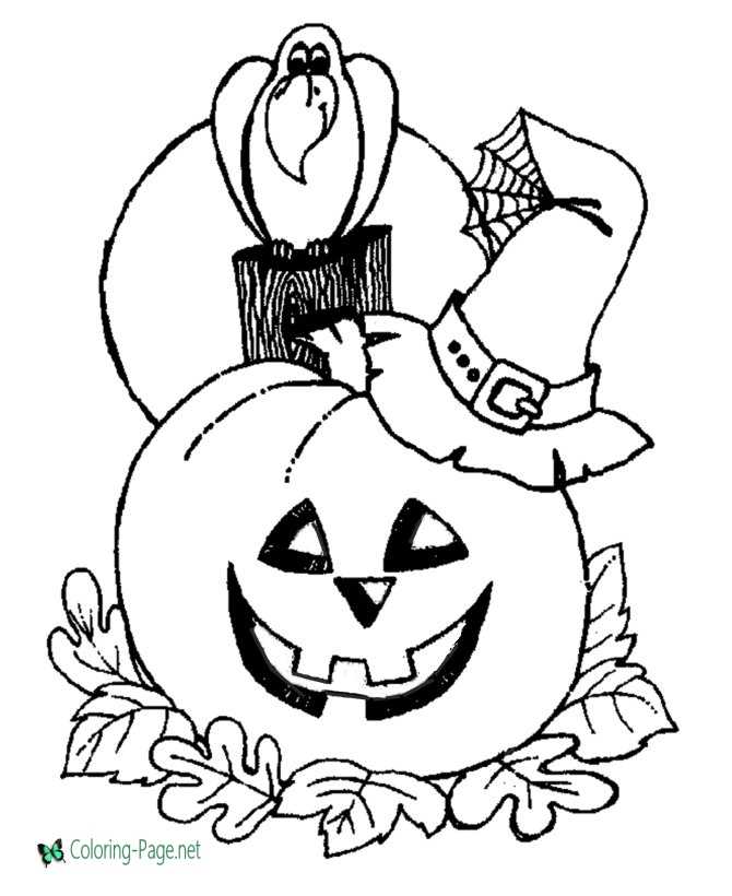 Spooky Jack O Lantern Coloring Page Print